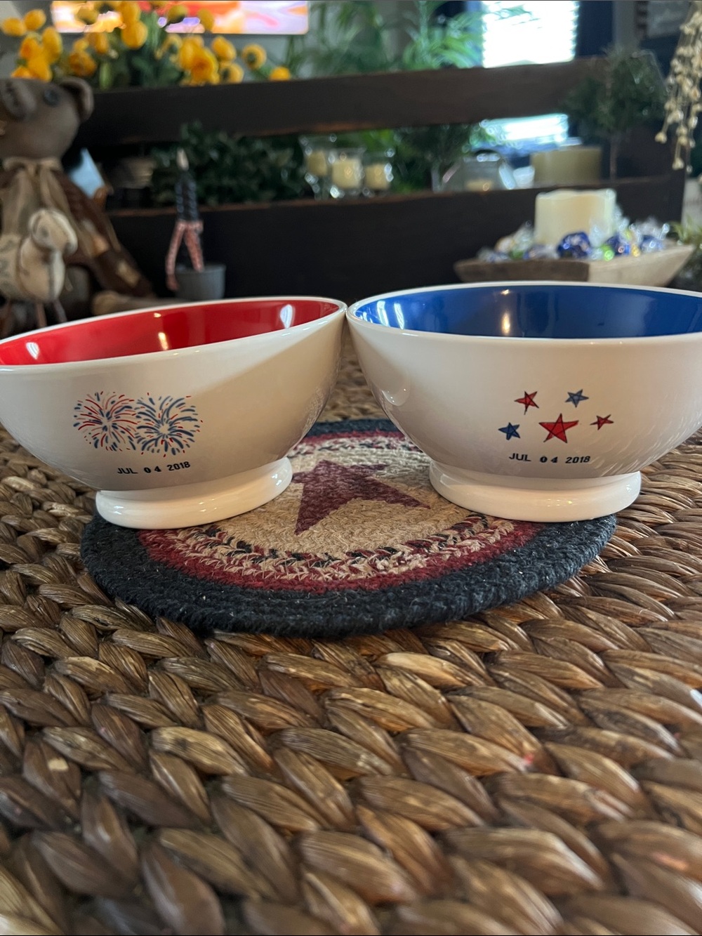 Rae Dunn Patriotic Ceramic Bowls - Red & Blue Interiors